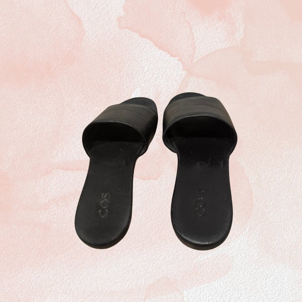 COS Black Leather Slides